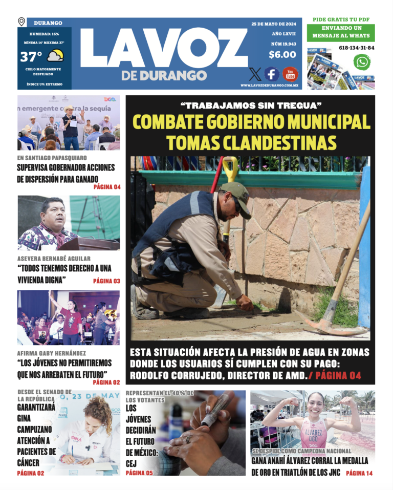 Portada La Voz de Durango 25 de mayo de 2024