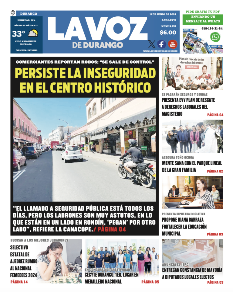Portada La Voz de Durango 10 de junio de 2024