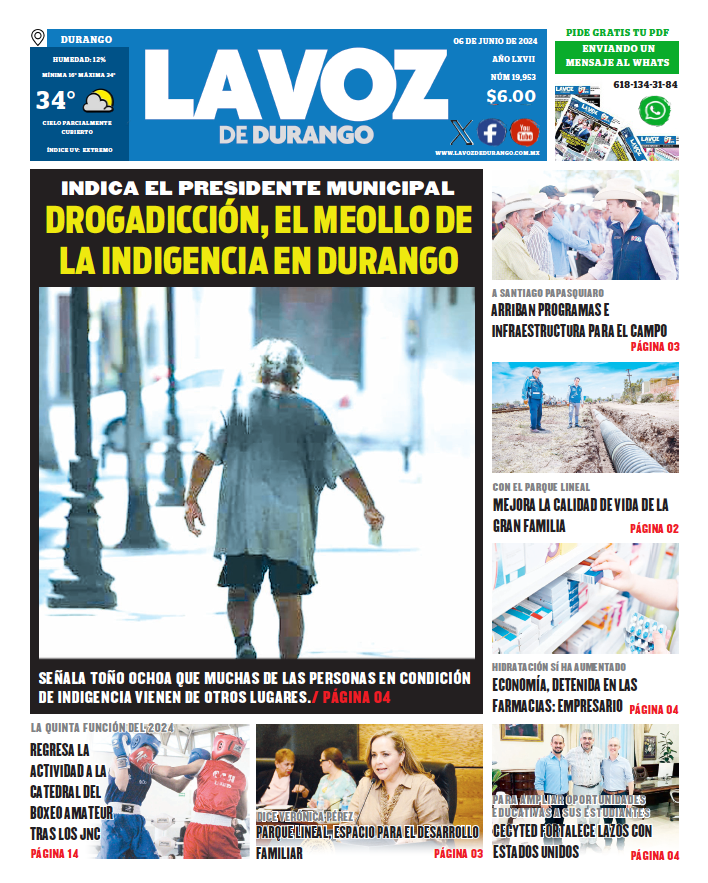 Portada La Voz de Durango 06 de junio de 2024