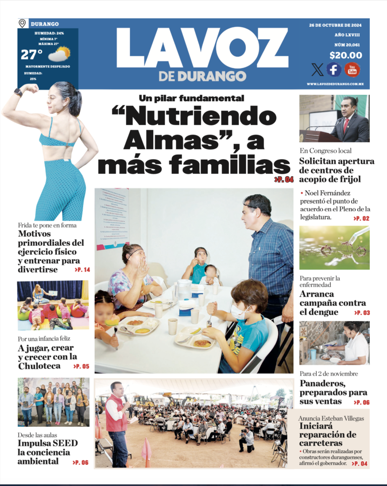 Portada La Voz de Durango 26 de octubre de 2024