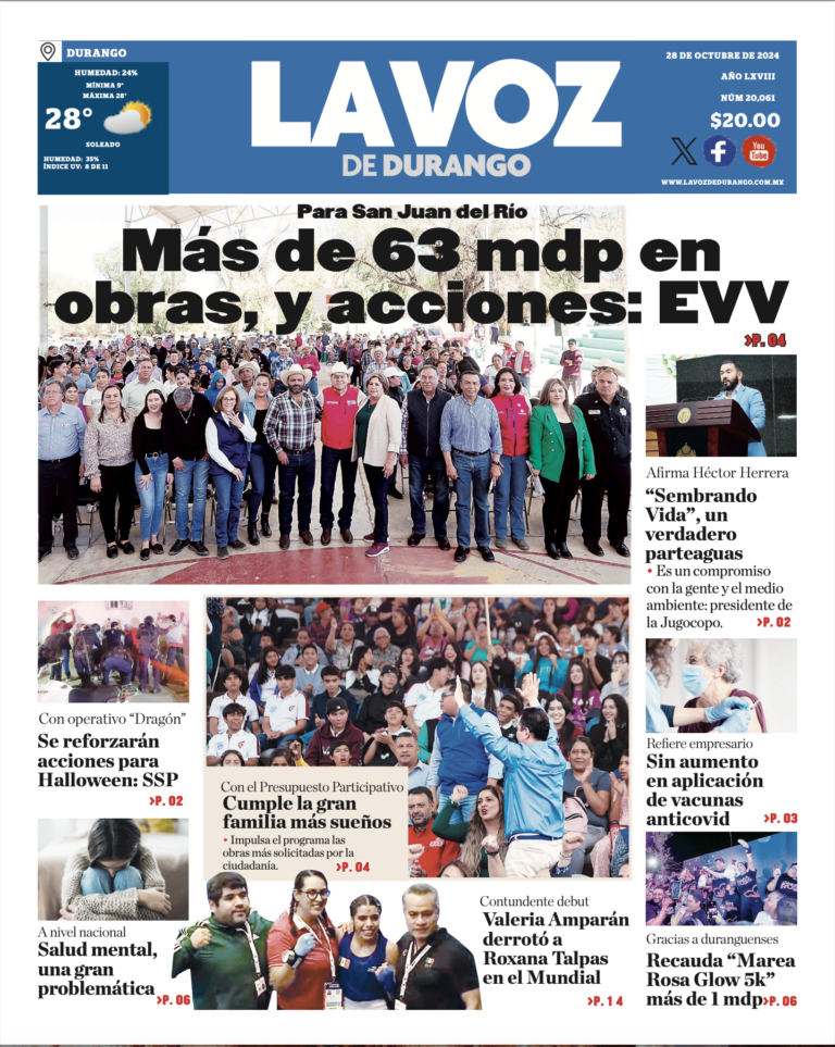 Portada La Voz de Durango 28 de octubre de 2024