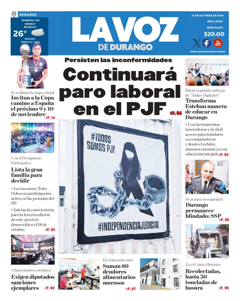 Portada La Voz de Durango 17 de octubre de 2024