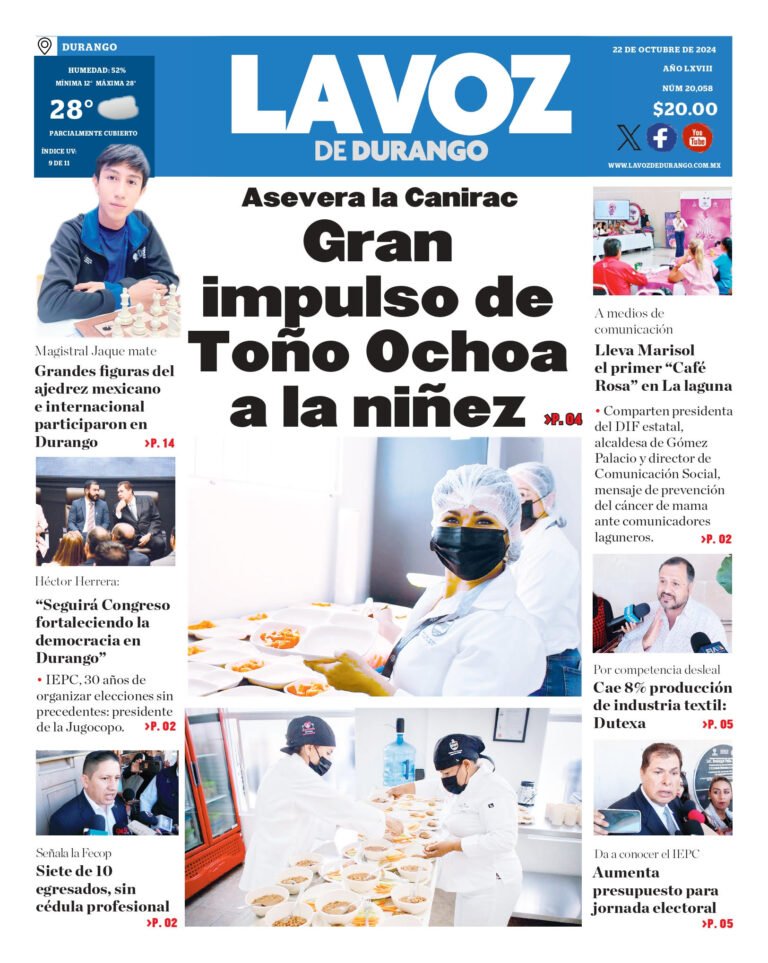 Portada La Voz de Durango 22 de octubre de 2024