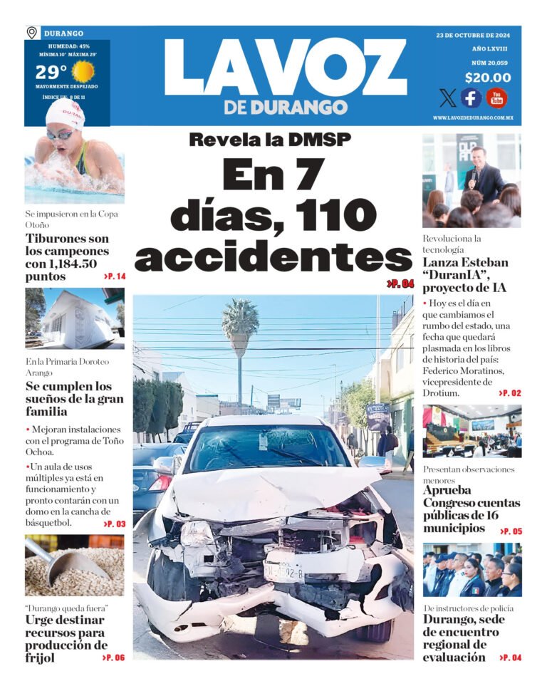 Portada La Voz de Durango 23 de octubre de 2024