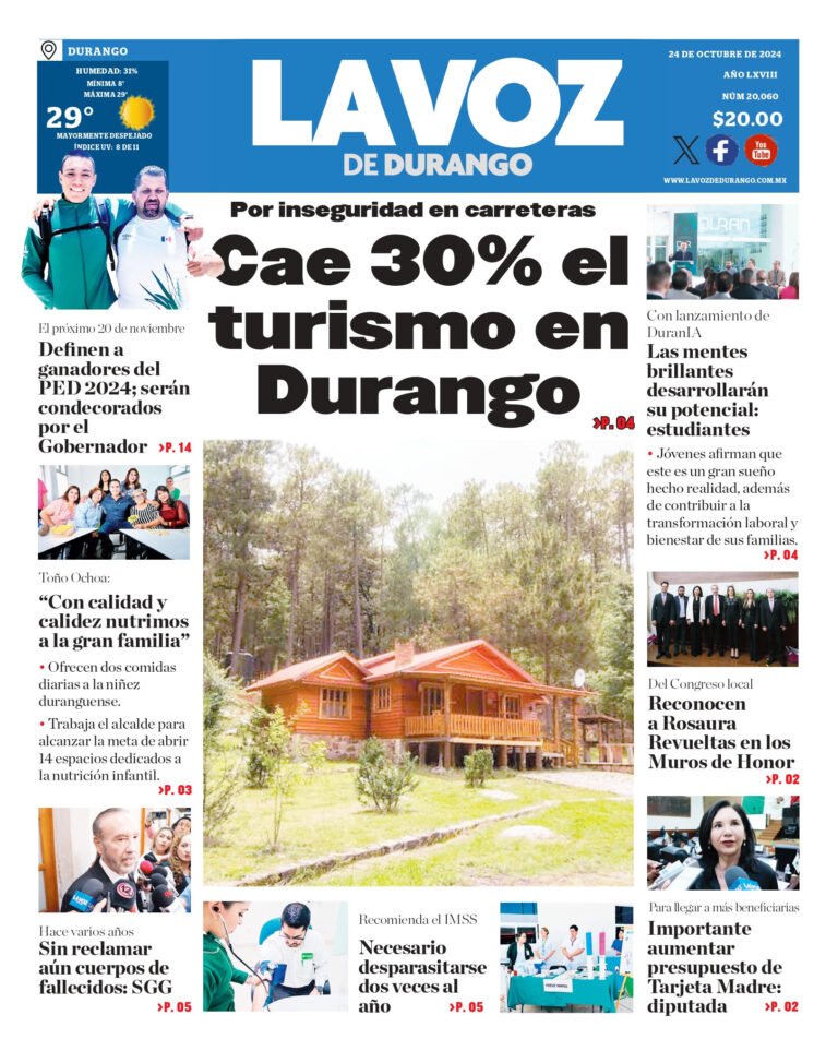Portada La Voz de Durango 24 de octubre de 2024