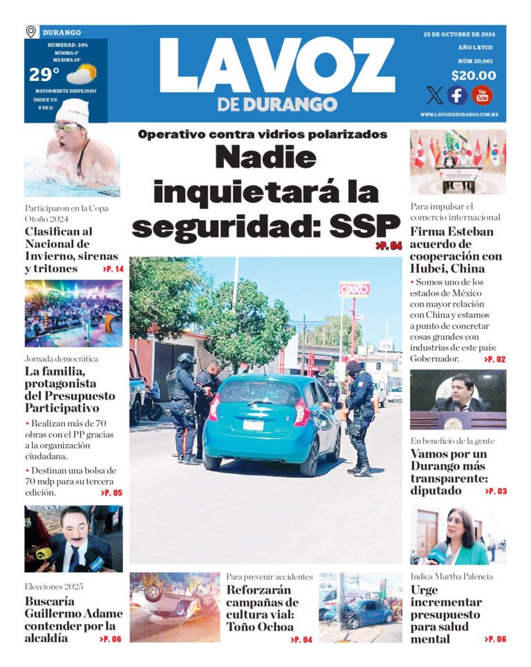 Portada La Voz de Durango 25 de octubre de 2024