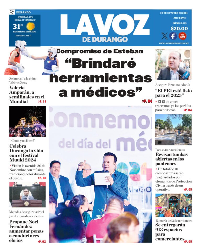 Portada La Voz de Durango 30 de octubre de 2024