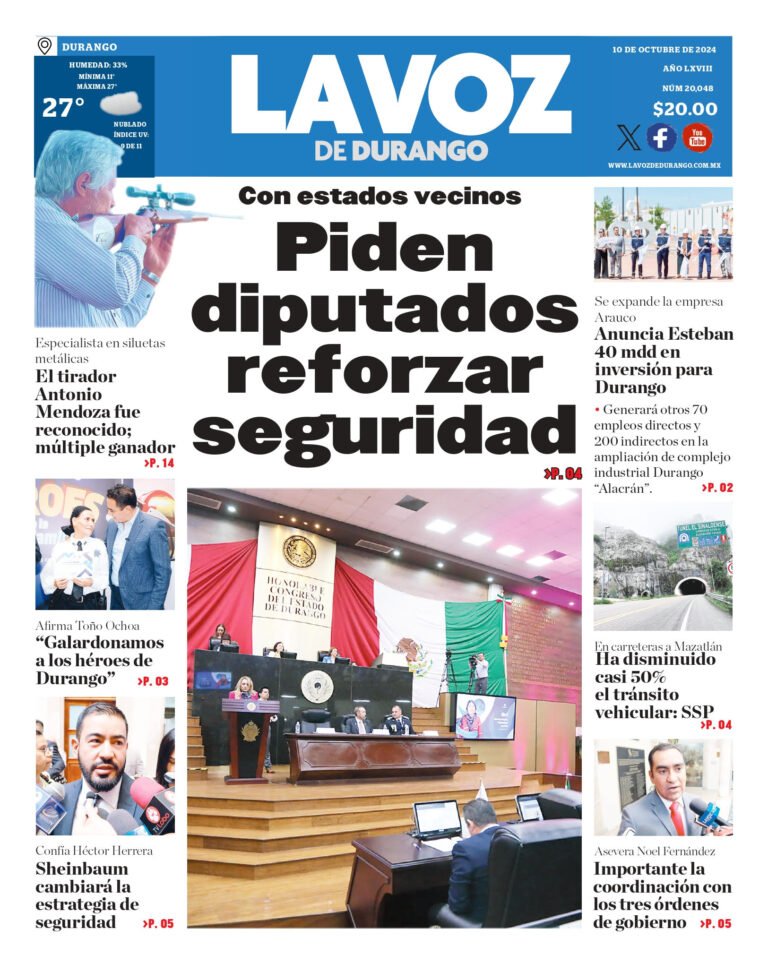 Portada La Voz de Durango 10 de octubre de 2024