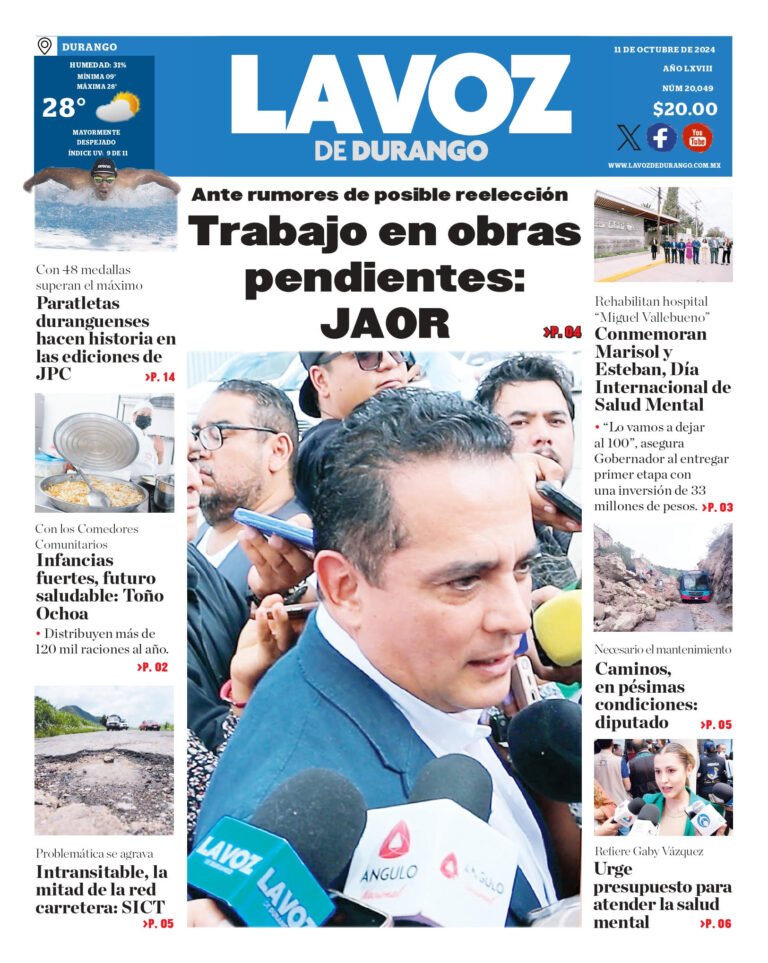 Portada La Voz de Durango 11 de octubre de 2024