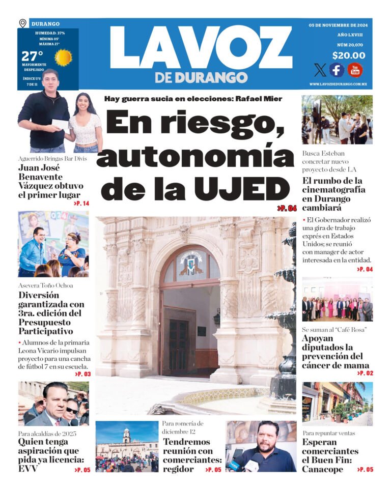 Portada La Voz de Durango 05 de noviembre de 2024