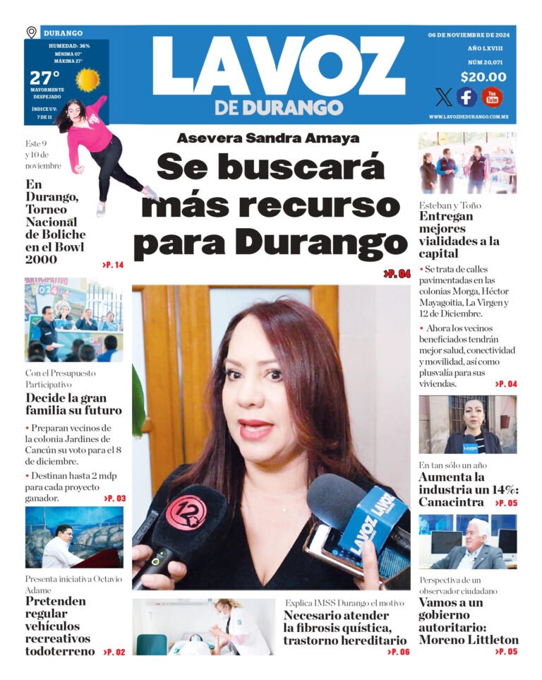 Portada La Voz de Durango 06 de noviembre de 2024