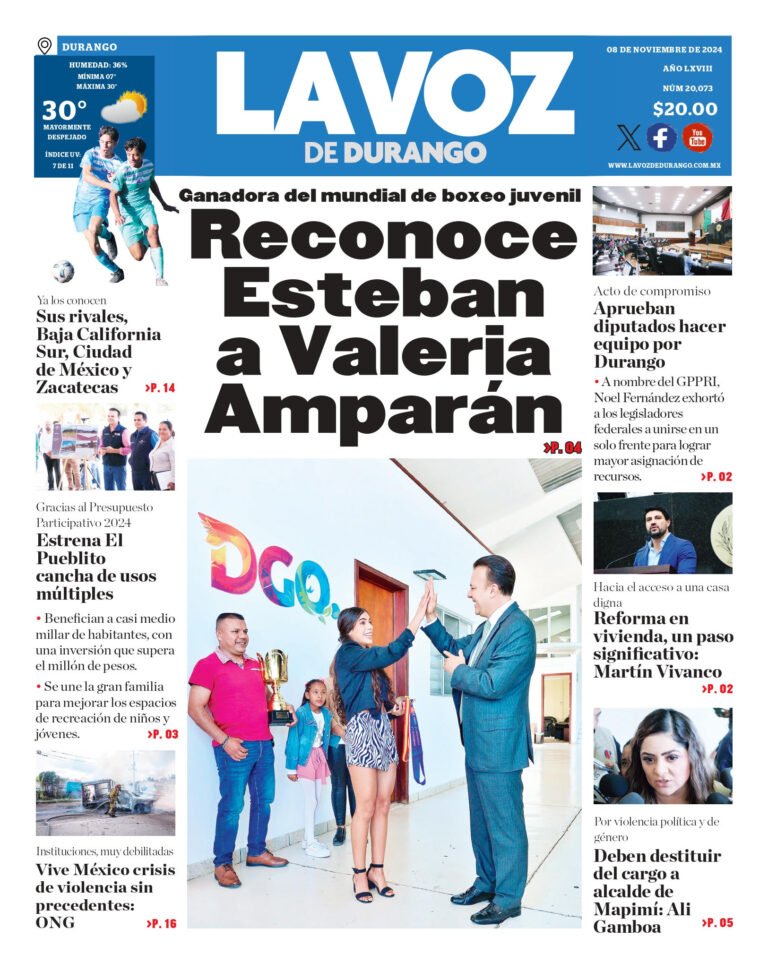 Portada La Voz de Durango 08 de noviembre de 2024