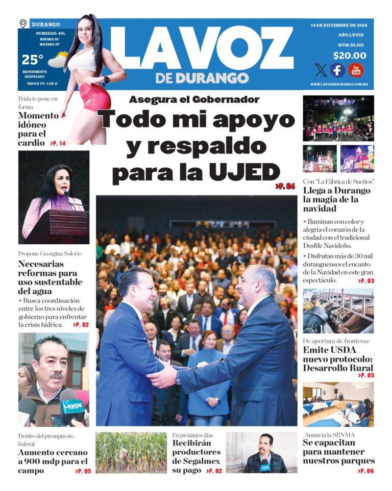 Portada La Voz de Durango 14 de diciembre de 2024