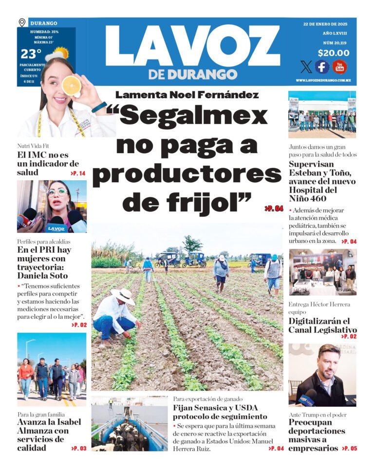 Portada La Voz de Durango 22 de enero de 2025