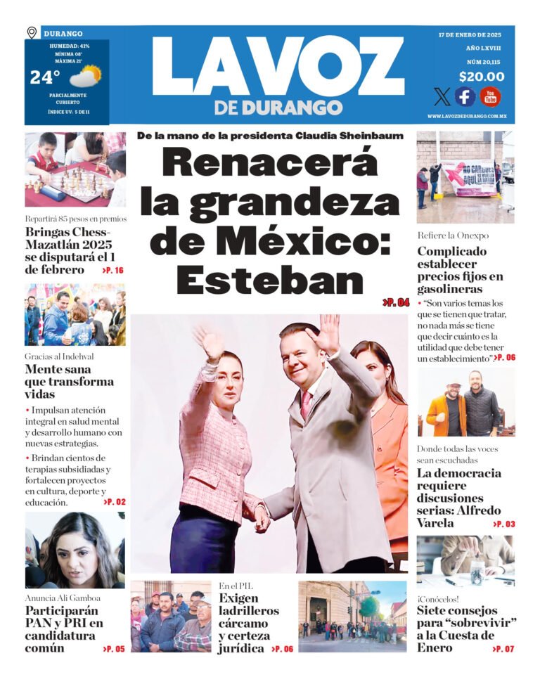 Portada La Voz de Durango 17 de enero de 2025