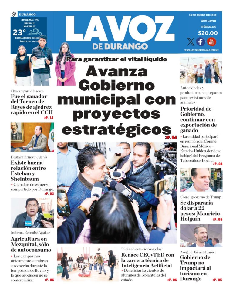 Portada La Voz de Durango 18 de enero de 2025