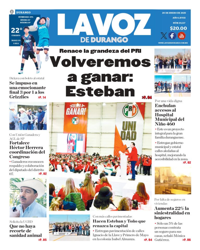 Portada La Voz de Durango 20 de enero de 2025