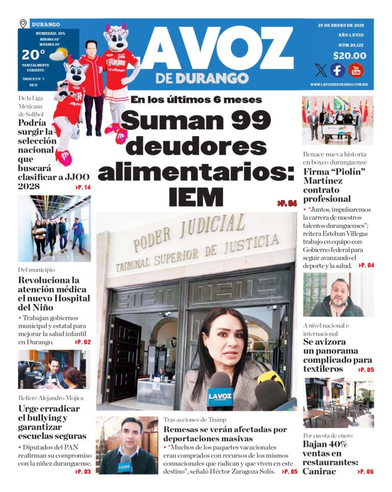 Portada La Voz de Durango 25 de enero de 2025