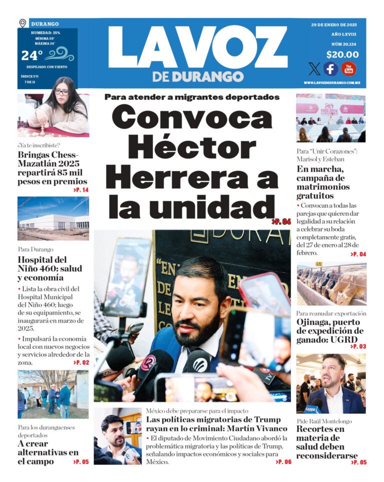 Portada La Voz de Durango 29 de enero de 2025