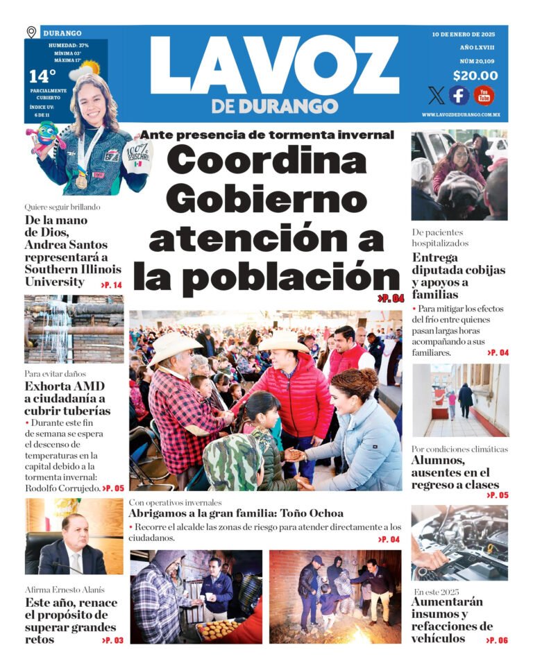 Portada La Voz de Durango 10 de enero de 2025
