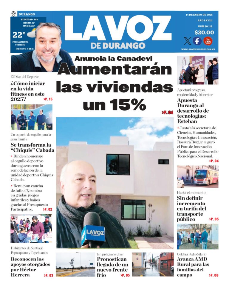 Portada La Voz de Durango 14 de enero de 2025