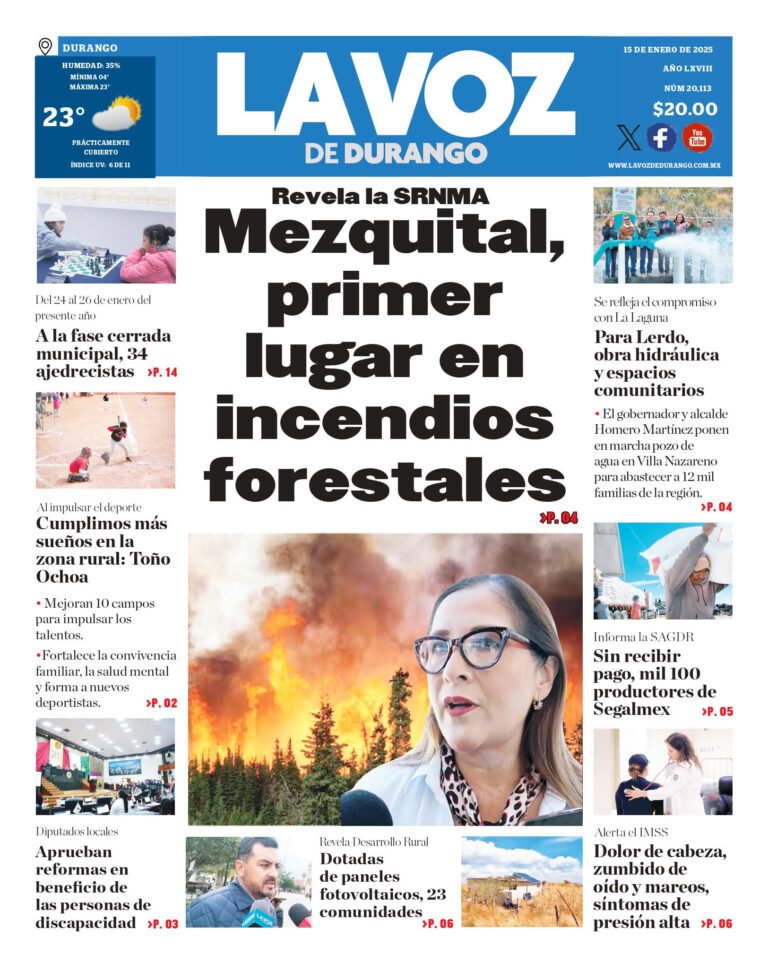 Portada La Voz de Durango 15 de enero de 2025