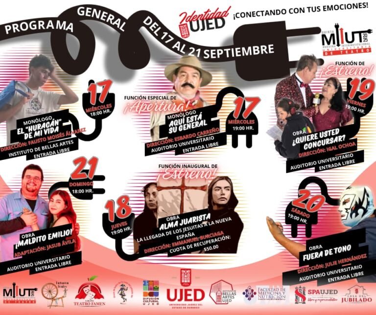 Del 17 al 21 de septiembre disfruta de la Muestra Interinstitucional Universitaria de Teatro 2025