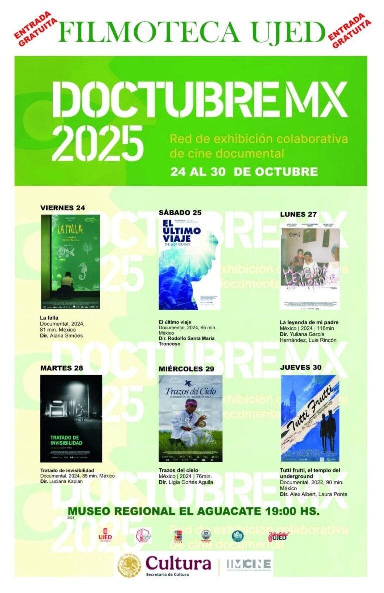 Filmoteca UJED anuncia la muestra DOCTUBRE 2025